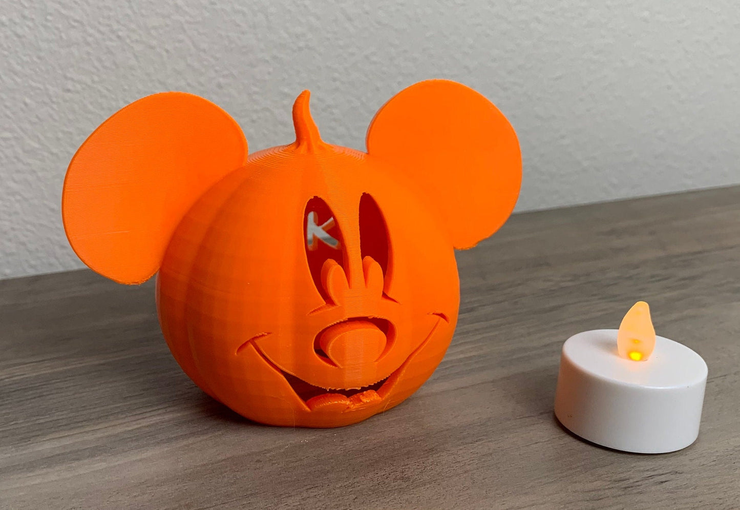 Halloween Mickey Pumpkin - Custom Name Projection - Includes glowing LED tealight